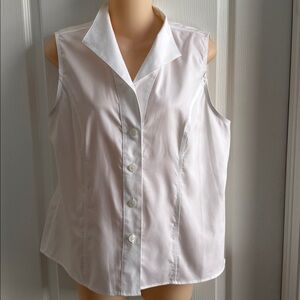 Calvin Klein White Sleeveless Button-Down Shirt-12